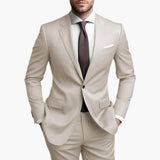 Herren Anzug Zweiteiler mit Reverskragen und schmaler Passform – Beige 2