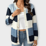 Amelie | Gestreifte Strickjacke für jede Gelegenheit – Blau