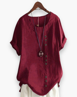 Damen Elegante Kurzarm-Bluse | Unifarben – Bordeaux