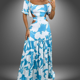 Stella | Langes Enges Handgefertigtes Kleid – Blau