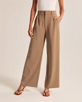 Ruth - Elegante Hose mit weitem Bein für Damen – Braun