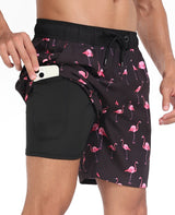 Adam – Badeshorts für Herren – Schnelltrocknende Strandbekleidung – Schwarz / Rosa
