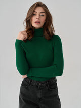 Klassischer Rollkragenpullover für Damen | Lässig – Tintengrün