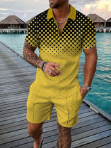 Herren Freizeit-Set | zweiteiliges Outfit mit Aufdruck – Schwarz/Gelb
