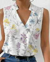 Damen Lässiges V-Ausschnitt Top | Sommer Tops Damen – Blumen 2