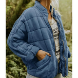 Damen Warme Reißverschluss Jacke – Dunkelblau