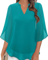 Damen Elegante Luftige Bluse | Vielseitig – Blaugrün