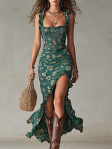 Nadjia – Luftiges Boho-Maxikleid – Grün