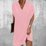 Anelia - Elegantes Kleid Mit Halben Ärmeln Und V-Ausschnitt – Rosa