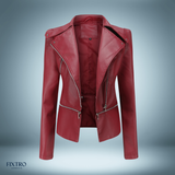 Lederjacke - mit offenem kragen – Burgund