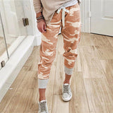 Damen nan lässige Camouflage Jogginghose mit Kordelzug und gerippten Bündchen Drune – Orange