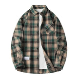 Ryder | Herren Flanellhemd Kariert Langarm Relaxed Fit Herbst – Grün-Beige