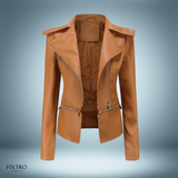 Lederjacke - mit offenem kragen – Braun