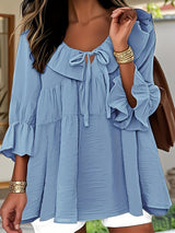 Garbine – Elegante Bluse Mit Rüschen Am Ausschnitt – Hellblau