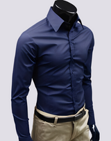 Jacob - Elegantes Langarmhemd für Herren – Dunkelblau