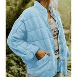 Damen Warme Reißverschluss Jacke – Hellblau