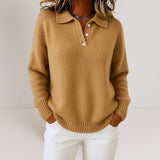 Lorie™ – Weicher Pullover mit Kragen – Kamel