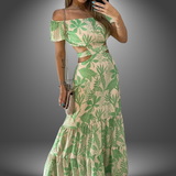 Stella | Langes Enges Handgefertigtes Kleid – Grün