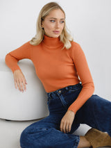 Klassischer Rollkragenpullover für Damen | Lässig – Orange