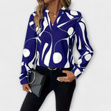 Celine | Bluse mit Geo-Design – Blau