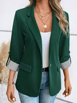 Galiah - Eleganter Zweireiher Blazer Mit Reverskragen – Dunkelgrün