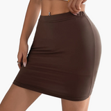 Damen Minirock Bodycon Elegant Alltagsstil – Braun