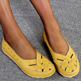 Almira - Flache Schuhe aus Hohlleder – Gelb