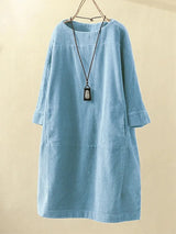 ELESA - Kleid aus Cord – Blauer Himmel
