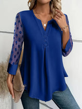 Yolanda - Elegances Langarm-Top mit raffiniertem – Blau