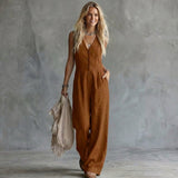 Amberaa – Bequemer Und Lässiger Jumpsuit – Braun