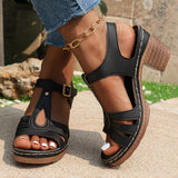 Bridget | Blockabsatz Atmungsaktiv Sandalen – Schwarz