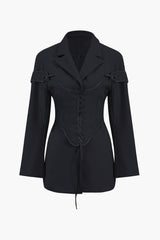 Ariana | Edles Zweiteiler-Set mit Blazer & Korsett-Schnürung – Schwarz