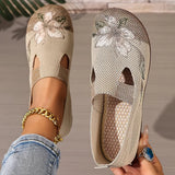 Martine – Atmungsaktive Strick Schuhe Mit Blumenstickerei – Braun