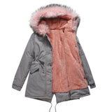 Warmer Damenparka mit Kapuze – Grau