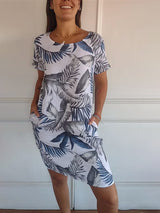 Sharon | Rundhals Kleid – Weiß 2
