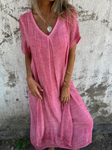 Sandra | Leinen-Kleid – Rosa