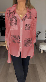 Corinne™ | Bequemes Buchdruckhemd – Rot