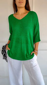 Lilly | elegantes top mit v-ausschnitt – Grün