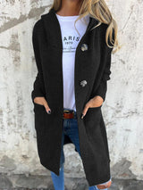 Frida | Eleganter langer Strickcardigan – Schwarz