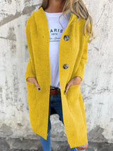 Frida | Eleganter langer Strickcardigan – Gelb
