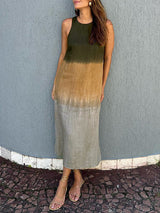 Abrahamina - Stylisches Kleid mit Druck – Dunkelgrün