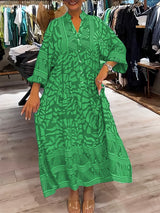 Carmilla - Lebhaftes Bedrucktes Kleid – Grün