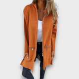 Junira – Langer Cardigan mit Reißverschluss – Orange
