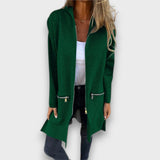 Junira – Langer Cardigan mit Reißverschluss – Grün