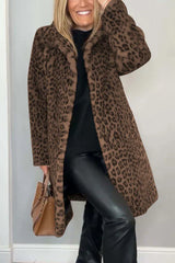 Emmy – klassischer damen-wintermantel mit leopardenmuster – Braun
