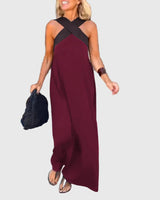 Frederikke – Elegantes Maxikleid Mit Gekreuztem Ausschnitt – Burgunder