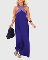 Frederikke – Elegantes Maxikleid Mit Gekreuztem Ausschnitt – Blau