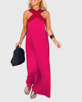 Frederikke – Elegantes Maxikleid Mit Gekreuztem Ausschnitt – Rosa