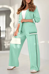 Damenanzug – Elegantes Zweiteiler-Set mit Blazer und weiter Hose – Mintgrün