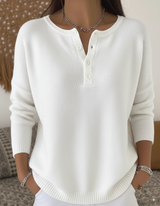 Belen - Softtouch-Henley-Sweatshirt – Weiß